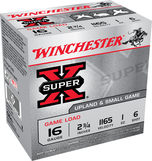 Winchester Super-X XU166 Steel, 16ga, 2.75", 1oz, 1165fps, #6 shot, CASE - 250rds