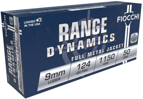 Fiocchi Range Dynamics 9mm 124gr FMJ 1,000rds (20box/50rd each)