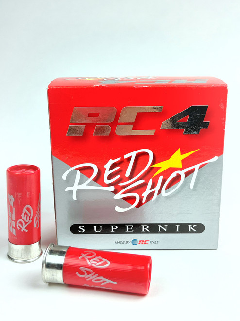 RC 4 Red Shot SuperNik, 12ga, 1 1/8oz, 1250FPS, #8, Nickel Coated Lead Shot, Low Brass- 25box/10case