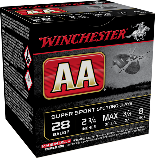 Winchester AA SUPER SPORT 28ga 2.75" 3/4oz #8 1300fps AASC288 CASE- 250rd