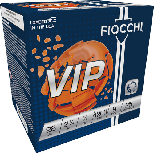 Fiocchi 28VIP9 Exacta VIP 28ga, 2.75", 3/4oz, 1200fps #9 Shot CASE- 250rds
