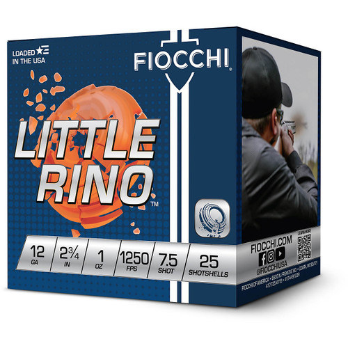 Fiocchi Little Rino Exacta Target 12TX75, 12ga 2-3/4" 1 oz 1250 fps #7.5 Lead Shot 10Box/25rd per box