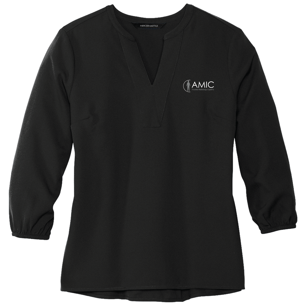 Mercer+Mettle Women's Stretch Crepe 3/4-Sleeve Blouse