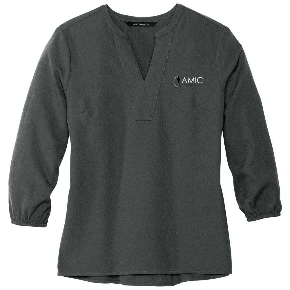 Mercer+Mettle Women's Stretch Crepe 3/4-Sleeve Blouse