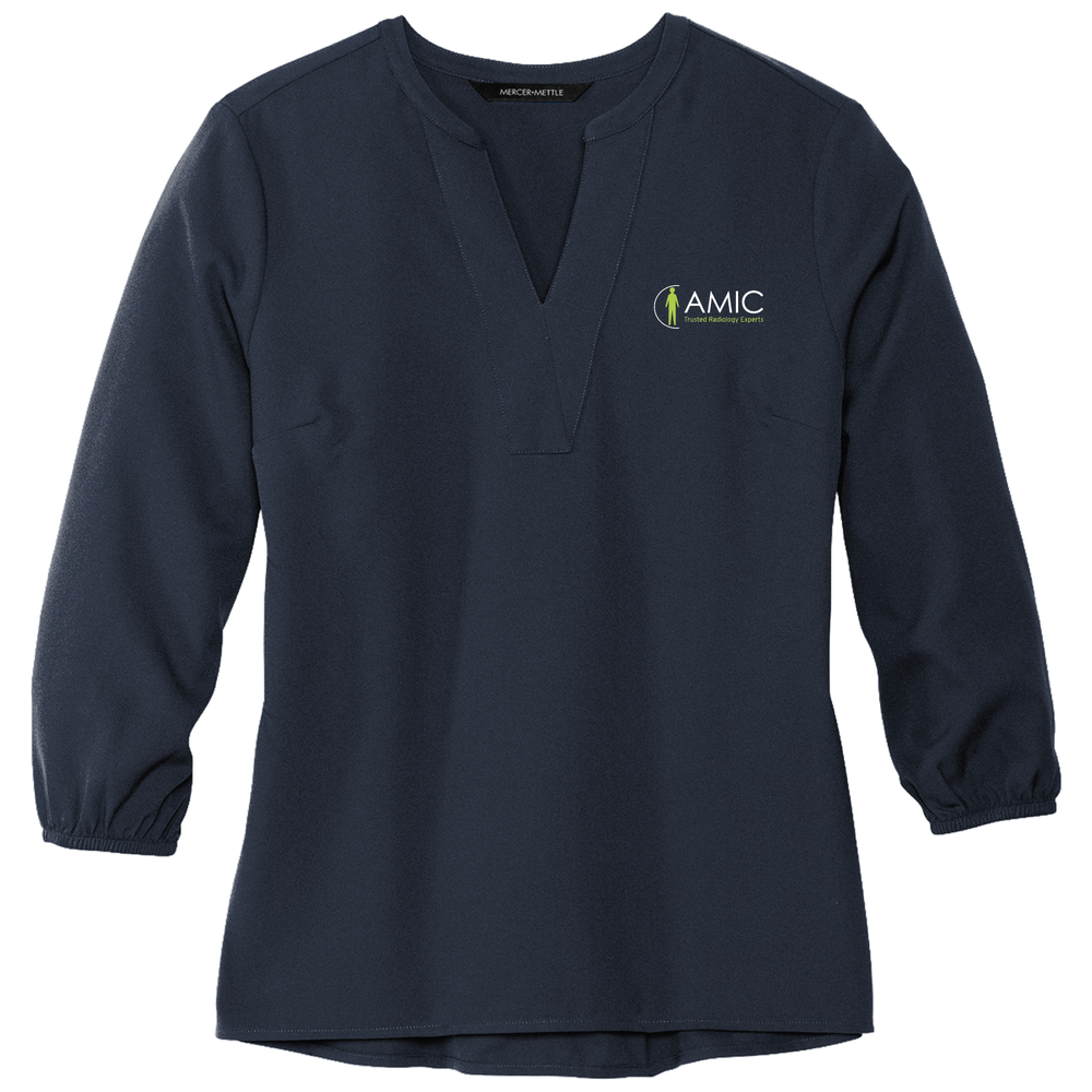 Mercer+Mettle Women's Stretch Crepe 3/4-Sleeve Blouse