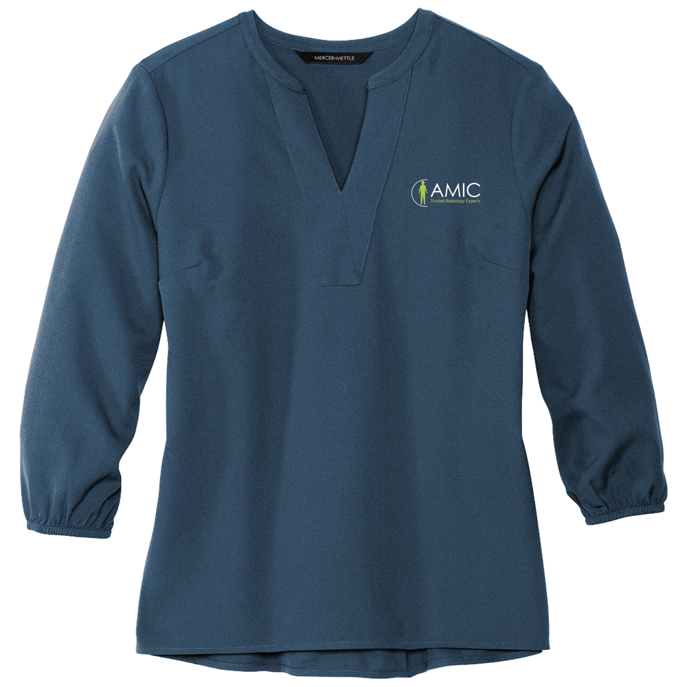 Mercer+Mettle Women's Stretch Crepe 3/4-Sleeve Blouse