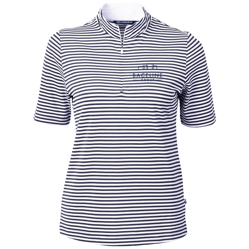 Cutter & Buck Virtue Recycled Stripe Featherlight Pique Womens Half Zip