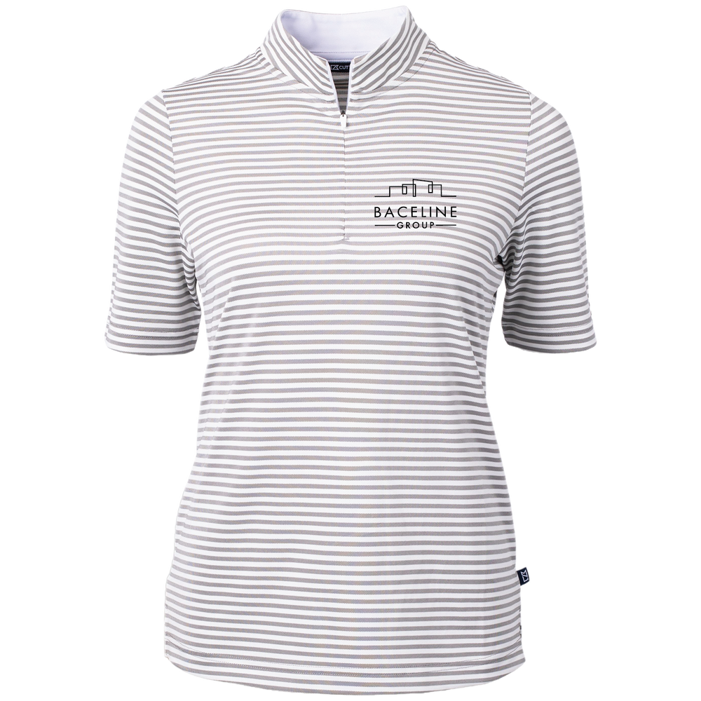 Cutter & Buck Virtue Recycled Stripe Featherlight Pique Womens Half Zip