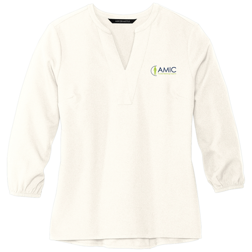 Mercer+Mettle Women's Stretch Crepe 3/4-Sleeve Blouse