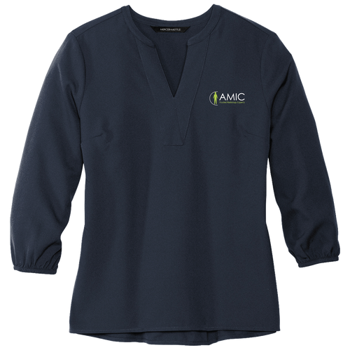 Mercer+Mettle Women's Stretch Crepe 3/4-Sleeve Blouse