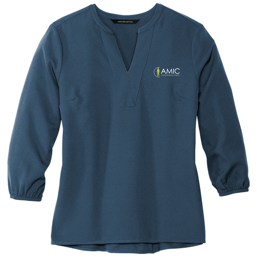 Mercer+Mettle Women's Stretch Crepe 3/4-Sleeve Blouse