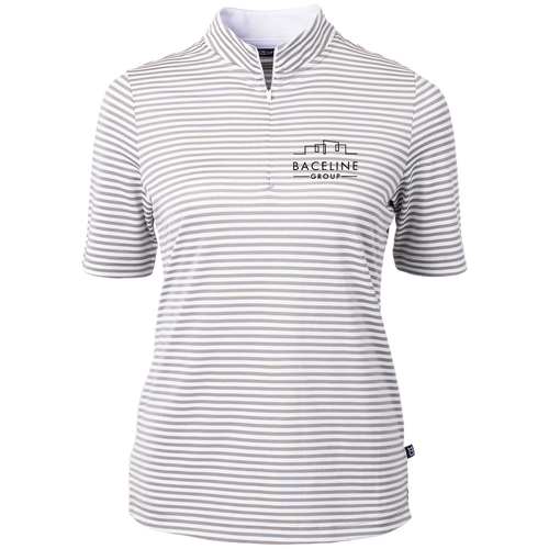 Cutter & Buck Virtue Recycled Stripe Featherlight Pique Womens Half Zip