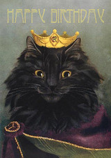 King Black Cat Birthday Card