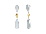 Galapagos Sterling Silver Drop Earrings, with Moonstone, 'kissed' with 24k Gold, Post