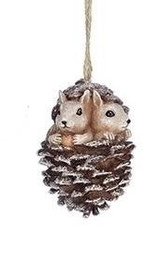 Vintage Woodland Animals In Pinecone Ornament