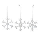 White Glass Beaded Snowflake Ornament