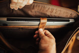 Dark Walnut Buffalo Leather Messenger Bag