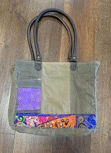 Recycled Tent Tote with Vintage Textiles