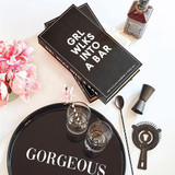 "Girl Walks Into A Bar" Matte Black Classic Barware Gift Set, 3 Pc