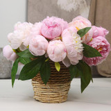 Pink Silk Peony Floral Bouquet, 10"