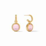 Fleur-de-Lis Hoop & "Pink Rose" Charm Earring