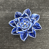 Ceramic Lotus Incense Burner, Cobalt Blue