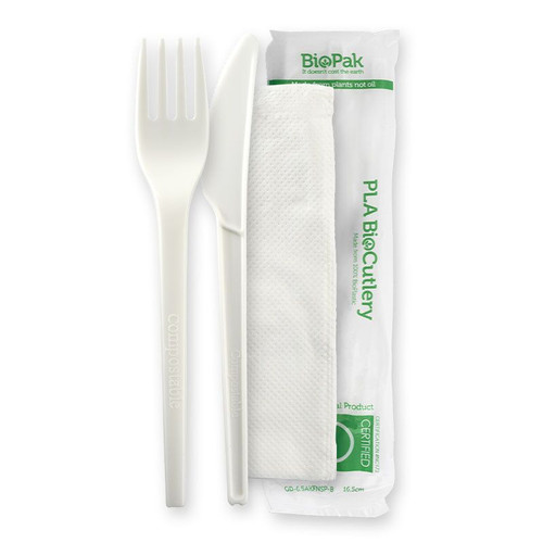 "6.5 PLA KNIFE, FORK & NAPKIN SET Pieces : 250