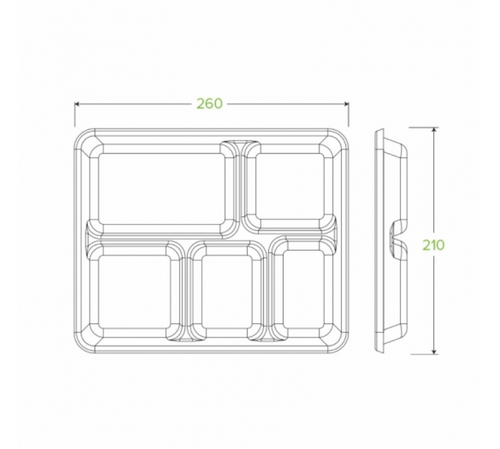 5-COMPARTMENT BIOCANE TRAY Pieces : 500