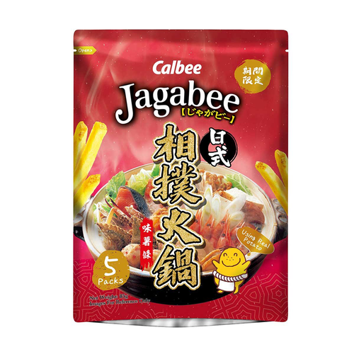 CALBEE - JAGABEE Potato Sticks Japan Style Hot Pot Flavor | 宅卡B 薯條 日式相撲火鍋味 Bag Size (17G X5 Small Pack) 85G