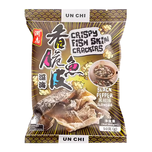 UN CHI Crisp Fish Skin Black Pepper Flavor 潤志 香脆魚皮 黑椒味 50g