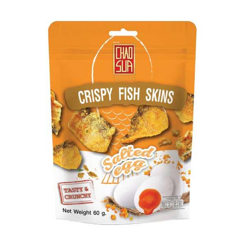 CHAO SUA Crispy Fish Skins Salted Egg Flv | 座山 鹹蛋黃味脆魚皮 60g
