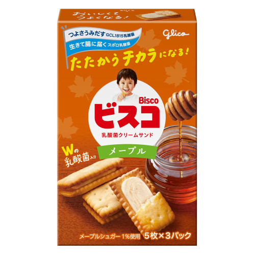 GLICO Bisco Maple | 固力果 乳酸菌營養餅 楓糖漿 5s x 3