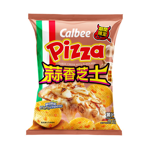 CALBEE - Potato Chips Garlic Cheese Pizza Flv | 卡樂B 蒜香芝士薄餅味 薯片 90g