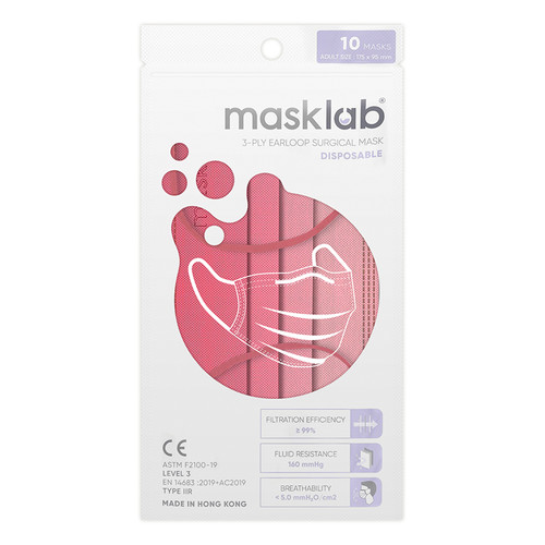 Masklab Surgical Mask Adults Ombre Grapefruit  成人外科口罩 漸層系列 西柚漸層 ASTM Lv3 ( 10Pcs/袋 ) Made in HK