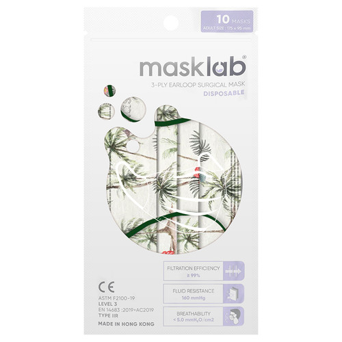 Masklab Surgical Mask Adults  Aloha Dream   成人外科口罩 夏威夷美夢 ASTM Lv3 ( 10Pcs /袋 ) Made in HK