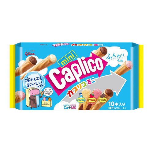 GLICO Mini Caplico| 固力果 三種口味迷你甜筒棒餅乾 (朱古力+草莓+香草) 10pcs
