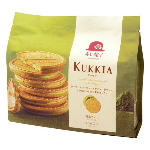 KUKKIA Chocolate Sandwiched w/ Gaufrette Green Tea 紅帽子 抹茶朱古力夾心薄脆 10'S