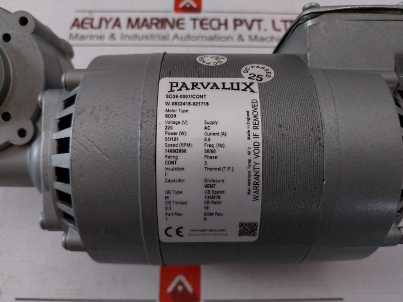 Parvalux Sd29-0001/Cont Wiper Motor W-0832418-021716 50/60Hz