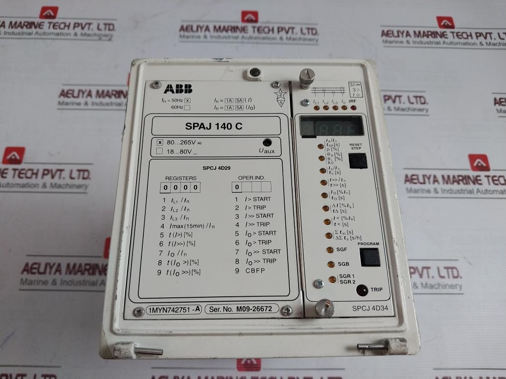 Status Spaj Abb Spaj 140 C Overcurrent And Earth-fault Relay 80 265V 50Hz