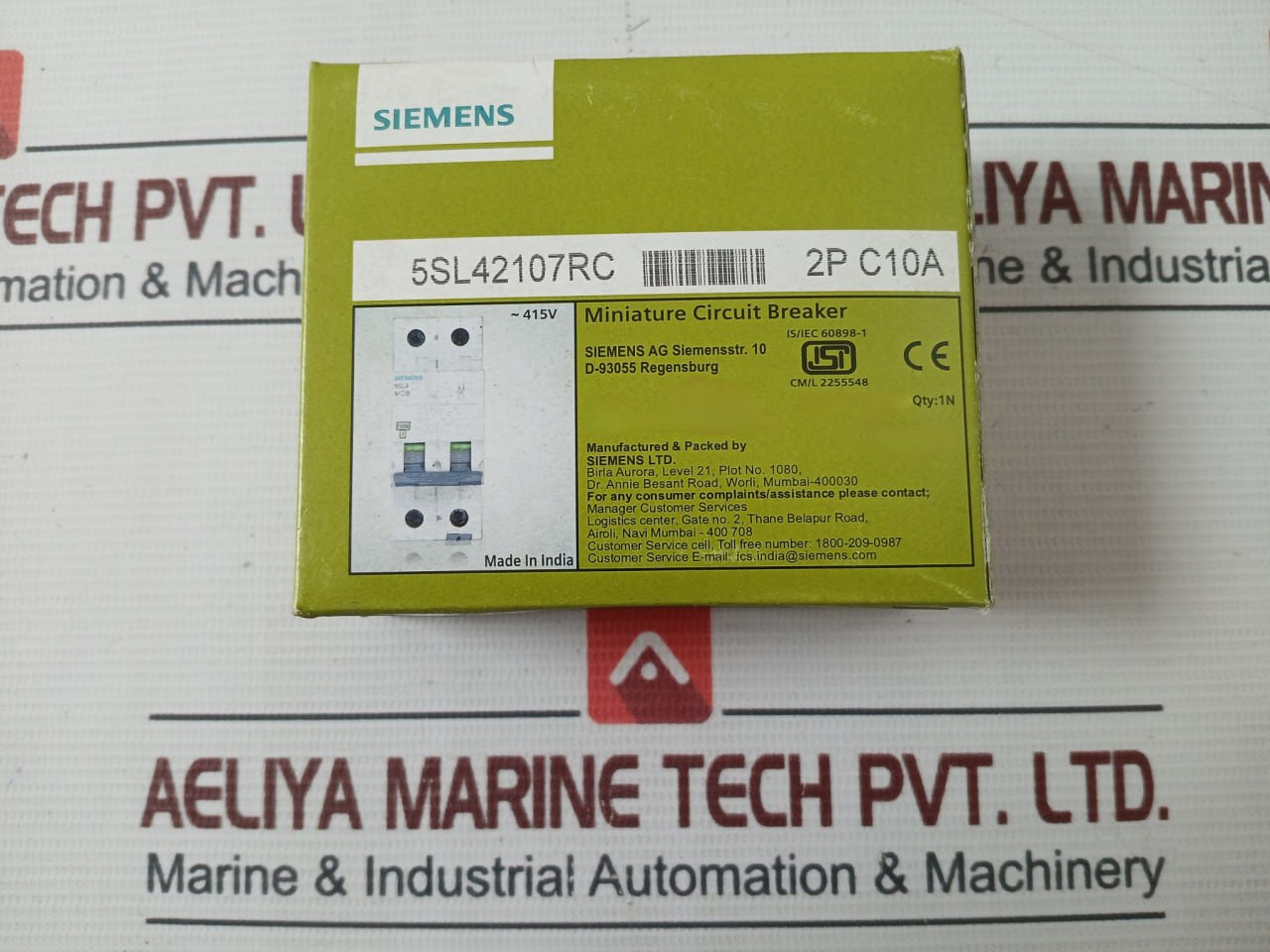 Siemens 5Sl42107Rc 2 Pole Miniature Circuit Breaker Iec 60898-1