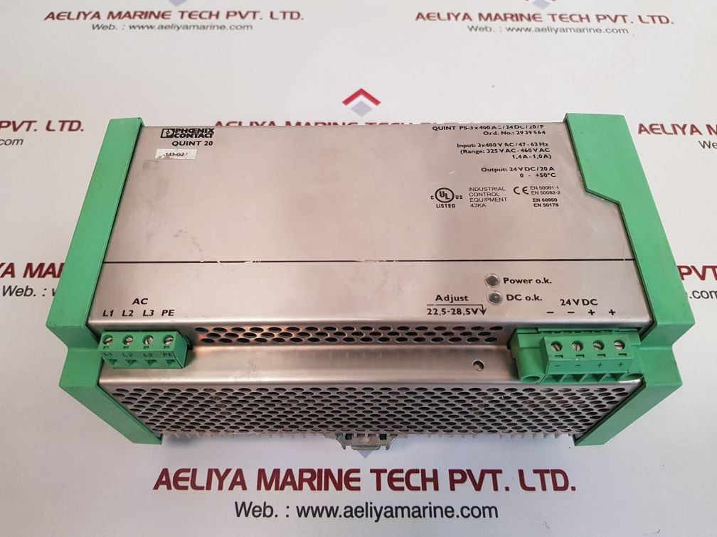 Phoenix contact quint-ps-3x400ac/24dc/20/f power supply 2939564