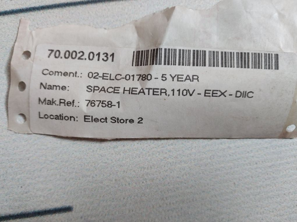 Bartec 27-2551-2620 Motor Space Heater Ex-80/1092 Ip66