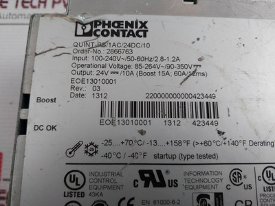 Phoenix Contact Quint-ps/1Ac/24Dc/10 Power Supply Unit