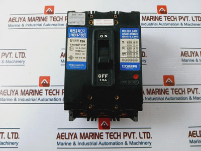 Hyundai Hbh-103 Molded Case Circuit Breaker 15A Used Hyundai Hbh-103 Molded Case Circuit Breaker 15A Used