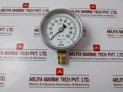 Wika Nbr 14105 Pressure Gauge 0-100 Psi Swiss Movement Cl.A1 - Refurbished Wika Nbr 14105 Pressure Gauge 0-100 Psi Swiss Movement Cl.A1 - Refurbished