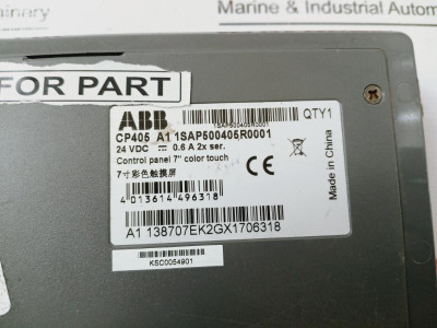Abb Cp405 A1 Control Panel 7” Color Touch 1Sap500405R0001 Cp405 (Not Working)