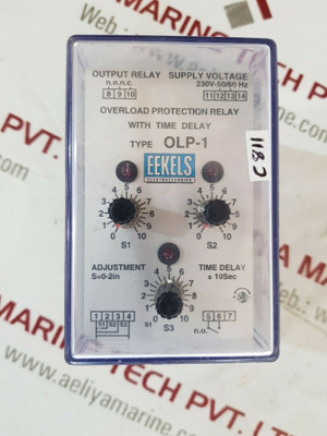 Eekels Olp-1 Overload Protection Relay With Time Delay 10Sec, 230V-50/60Hz - Used Eekels Olp-1 Overload Protection Relay With Time Delay 10Sec, 230V-50/60Hz - Used