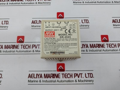 Mean Well Power Supply Dr-4524 Input: 100-240Vac 50/60Hz 1.5A Output: 24Vdc 2A U - Used Mean Well Power Supply Dr-4524 Input: 100-240Vac 50/60Hz 1.5A Output: 24Vdc 2A U - Used