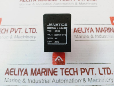 Janatics Ac11A Solenoid Coil 220V Ac 50Hz 6W Duty: 100% - Used Janatics Ac11A Solenoid Coil 220V Ac 50Hz 6W Duty: 100% - Used