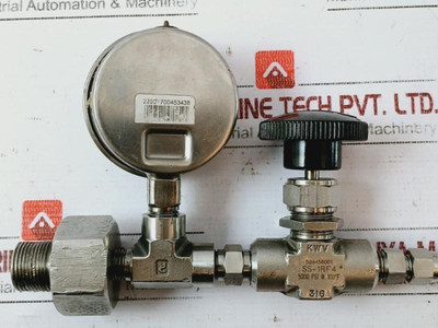 Parker 471Tc-4 Standard Hose+Whitey Knob+0-400 Bar Pressure Gauge Assy 5000 Psi - Used